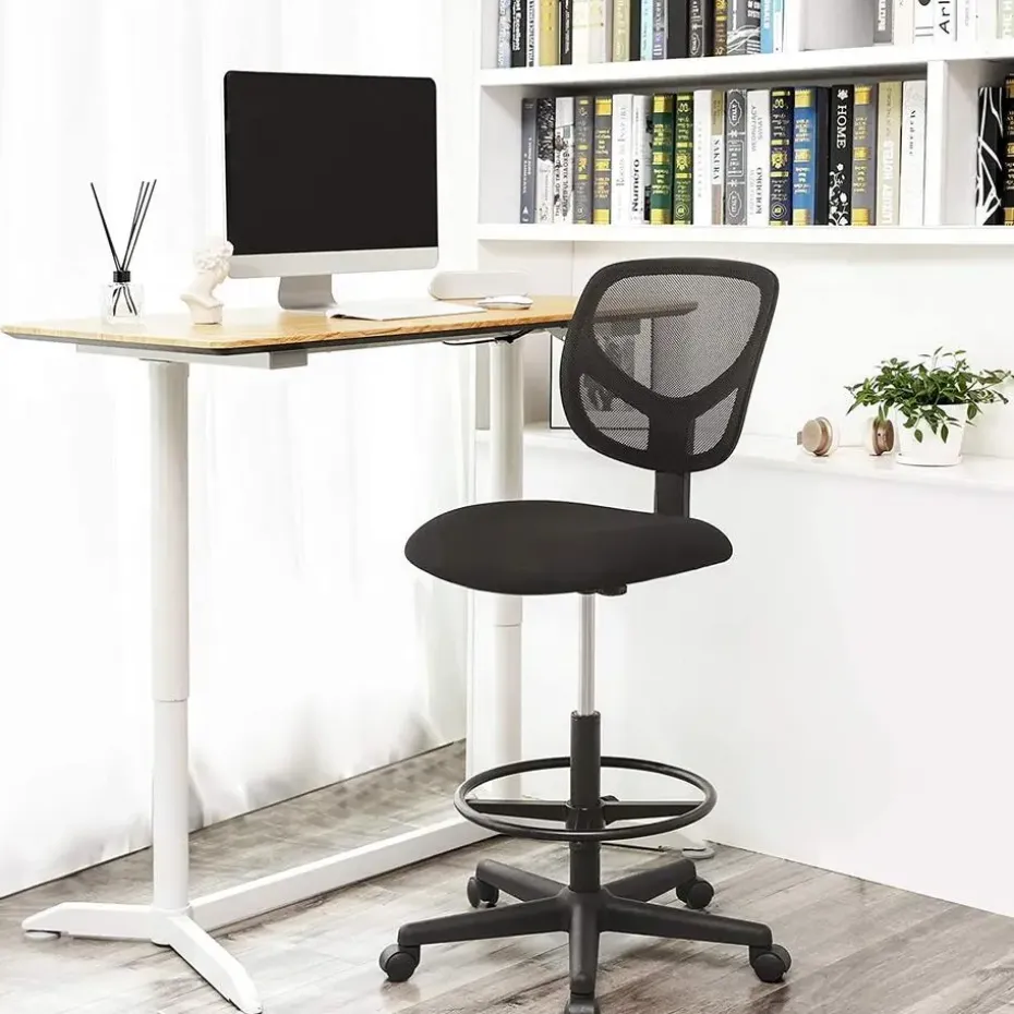 Bobbel Home - Ergonomische bureaustoel - Verstelbare voetsteun - Zwart