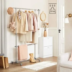 Bobbel Home - Garderoberek - Met wieltjes - Hoogte verstelbaar - RVS - Zilver