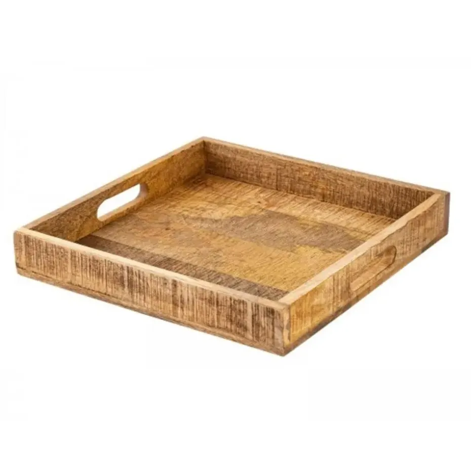 Bobbel Home - Houten Dienblad - Decoratief Serveerblad -40x40cm - Bruin