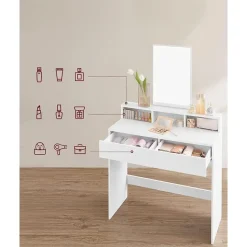 Bobbel Home - Kaptafel met rechthoekige spiegel - Wit