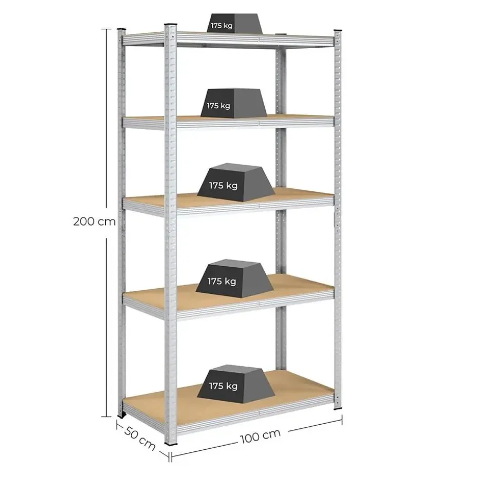 Bobbel Home - Kelderkast - 200 x 100 x 50 cm - Zilverkleurig