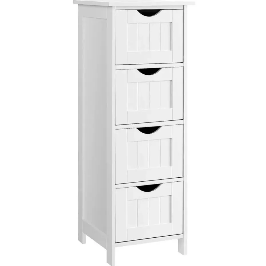 Bobbel Home - Smalle Ladekast - 4 Lades - Hout - Wit
