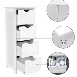 Bobbel Home - Smalle Ladekast - 4 Lades - Hout - Wit
