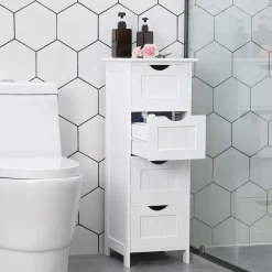 Bobbel Home - Smalle Ladekast - 4 Lades - Hout - Wit