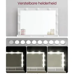 Bobbel Home - Witte Kaptafel - Rechthoekige spiegel - Gloeilampen