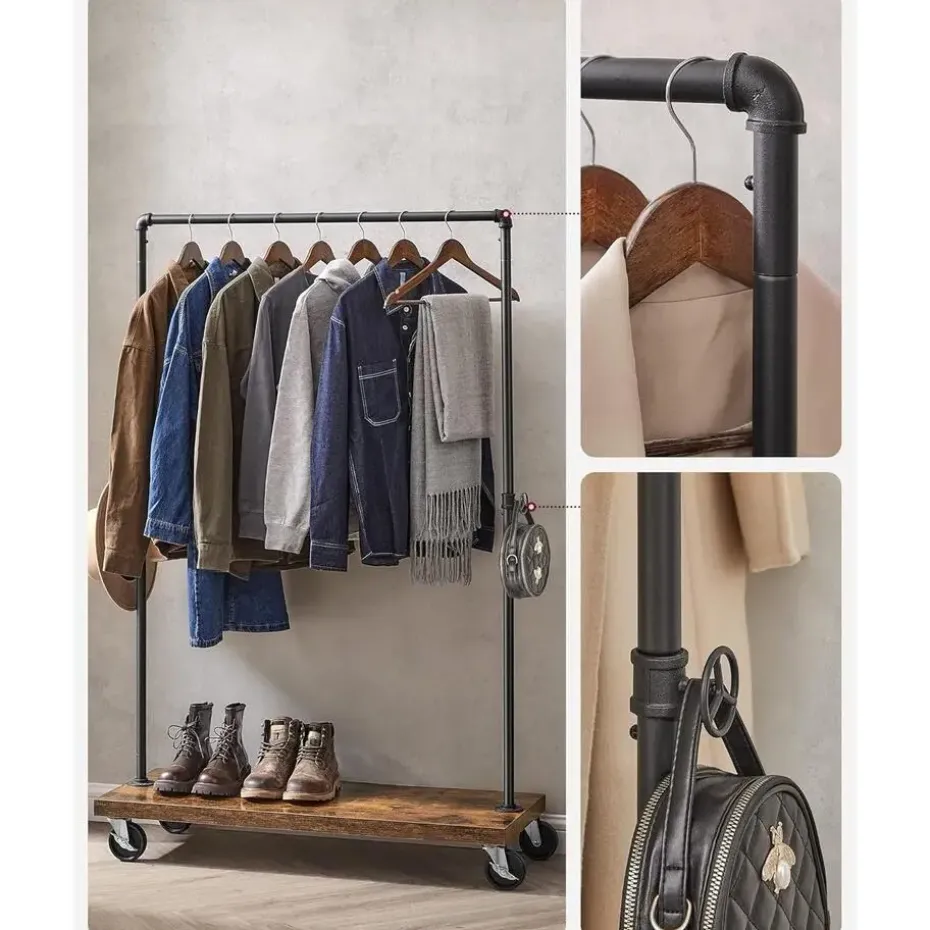 Bobbel Home Kledingrek Metaal - Zwart en bruin