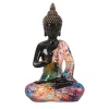 Boeddha beeld - kunststeen - zwart/kleurenmix - 16 x 26 cm
