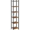 Boekenkast - Opbergrek Met 6 Planken - Open Planken - Vintage - Bruin/Zwart