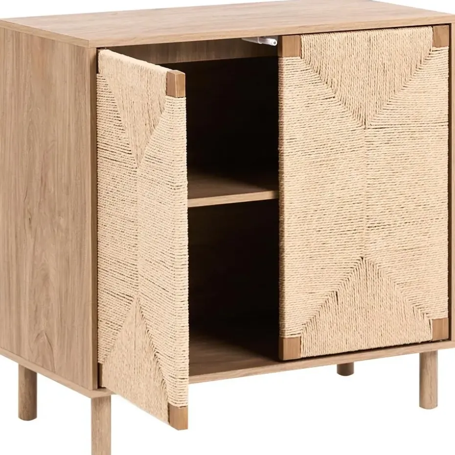 BONDI - Dressoir - Lichtbruin - 80 cm - Spaanplaat/Papiertouw