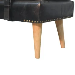 Bouclé Buffalo Hide Zwart Leren Bank, Bruin