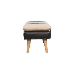 Bouclé Buffalo Hide Zwart Leren Bank, Bruin