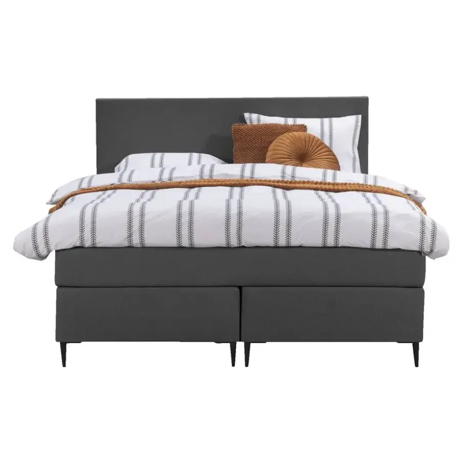 Boxspring Liv egaal - antraciet - 140x200 cm - slanke poot