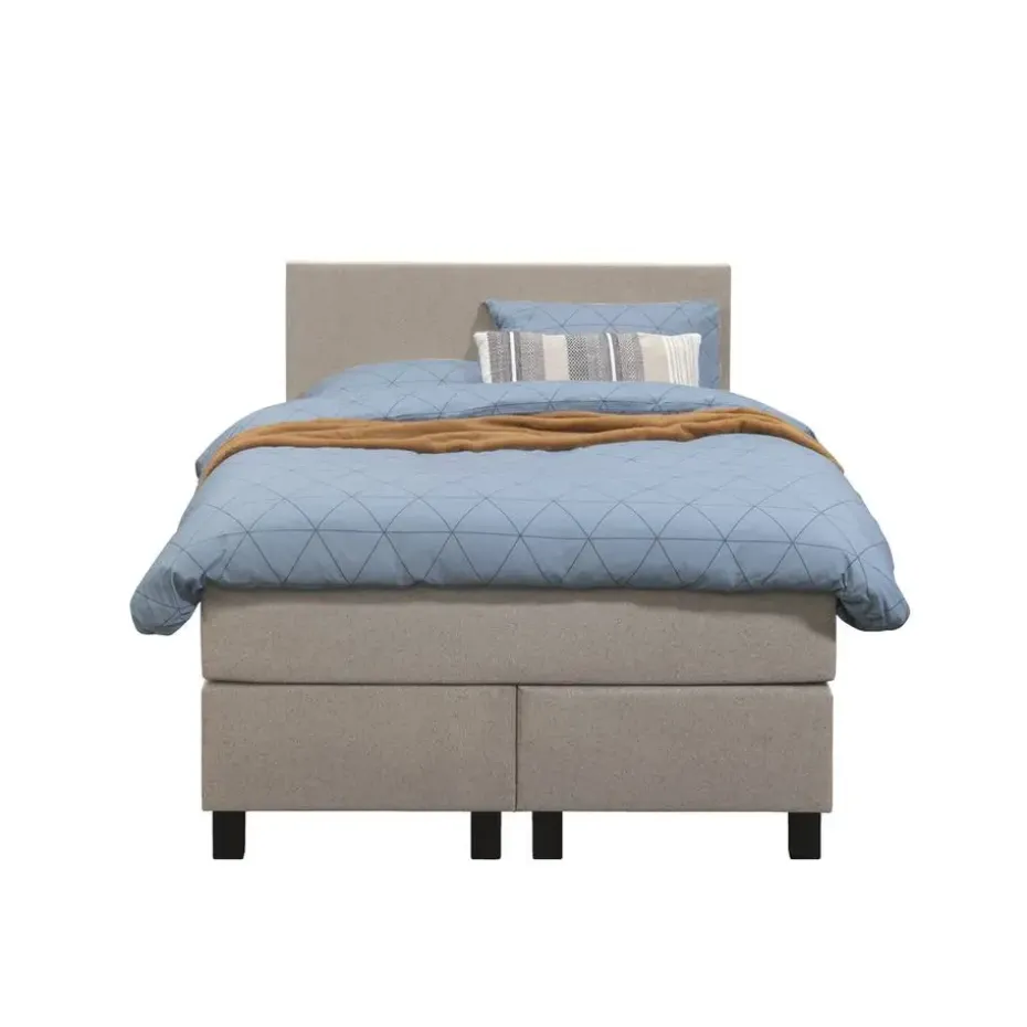Boxspring Liv egaal - beige - 120x200 cm - vierkante poot