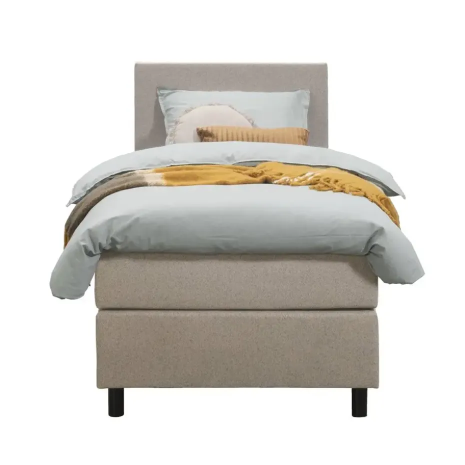 Boxspring Liv egaal - beige - 90x200 cm - ronde poot