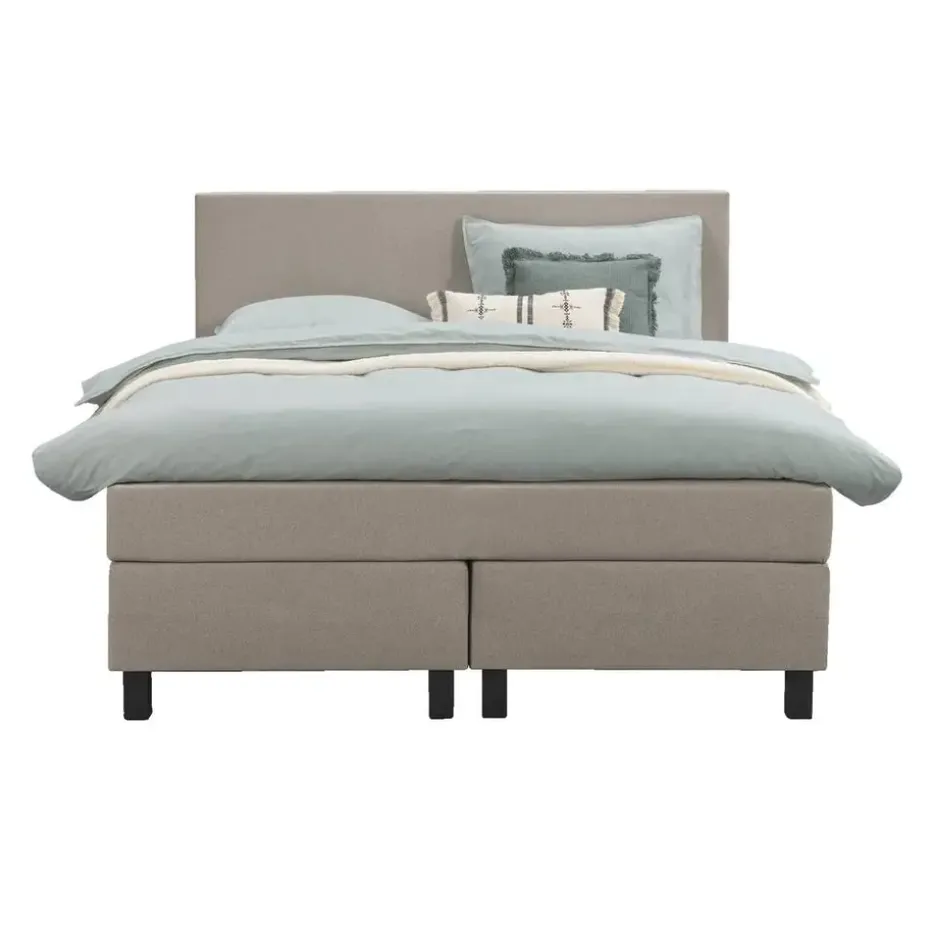 Boxspring Liv egaal - beige - 140x200 cm - vierkante poot