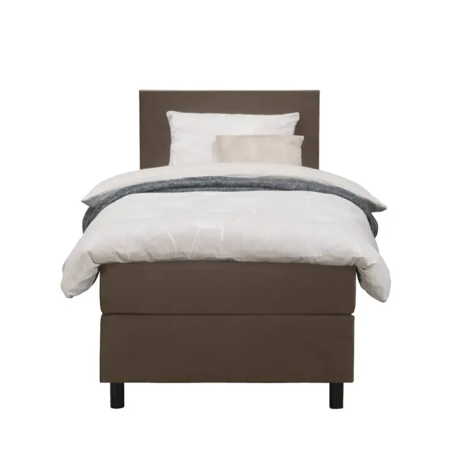 Boxspring Liv egaal - bruin - 90x200 cm - ronde poot