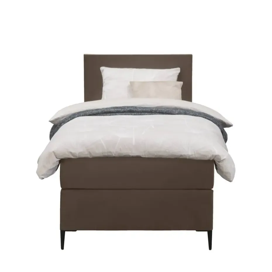 Boxspring Liv egaal - bruin - 90x200 cm - slanke poot