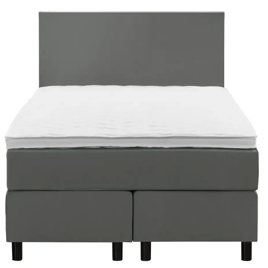 Boxspring Liv egaal - grijs - 120x200 cm - ronde poot
