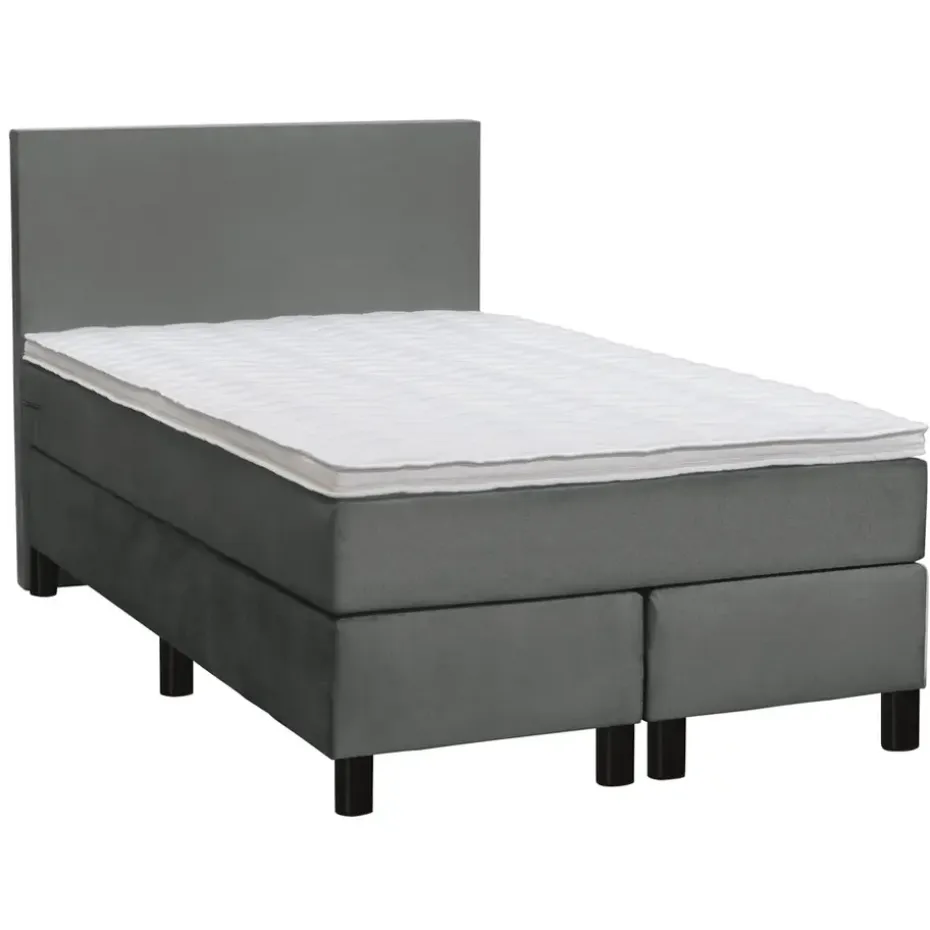 Boxspring Liv egaal - grijs - 120x200 cm - ronde poot