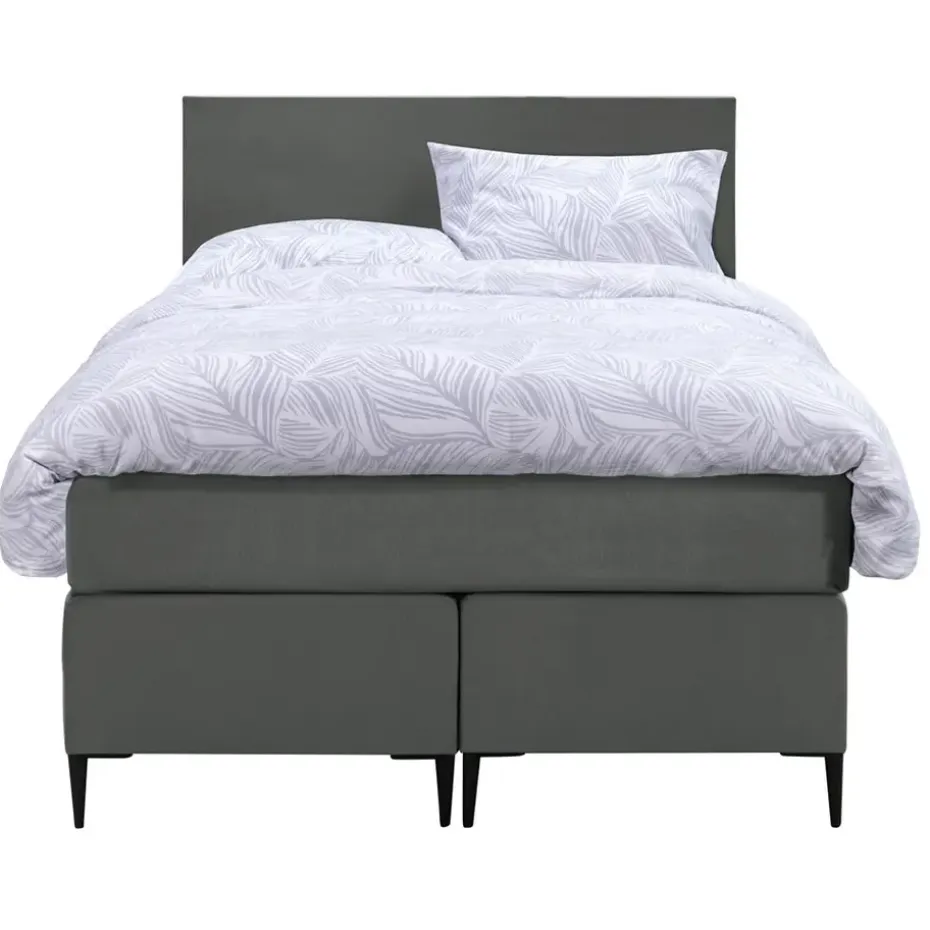 Boxspring Liv egaal - grijs - 120x200 cm - slanke poot