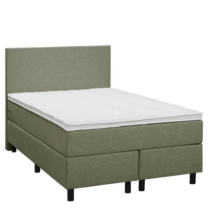 Boxspring Liv egaal - groen - 120x200 cm - ronde poot