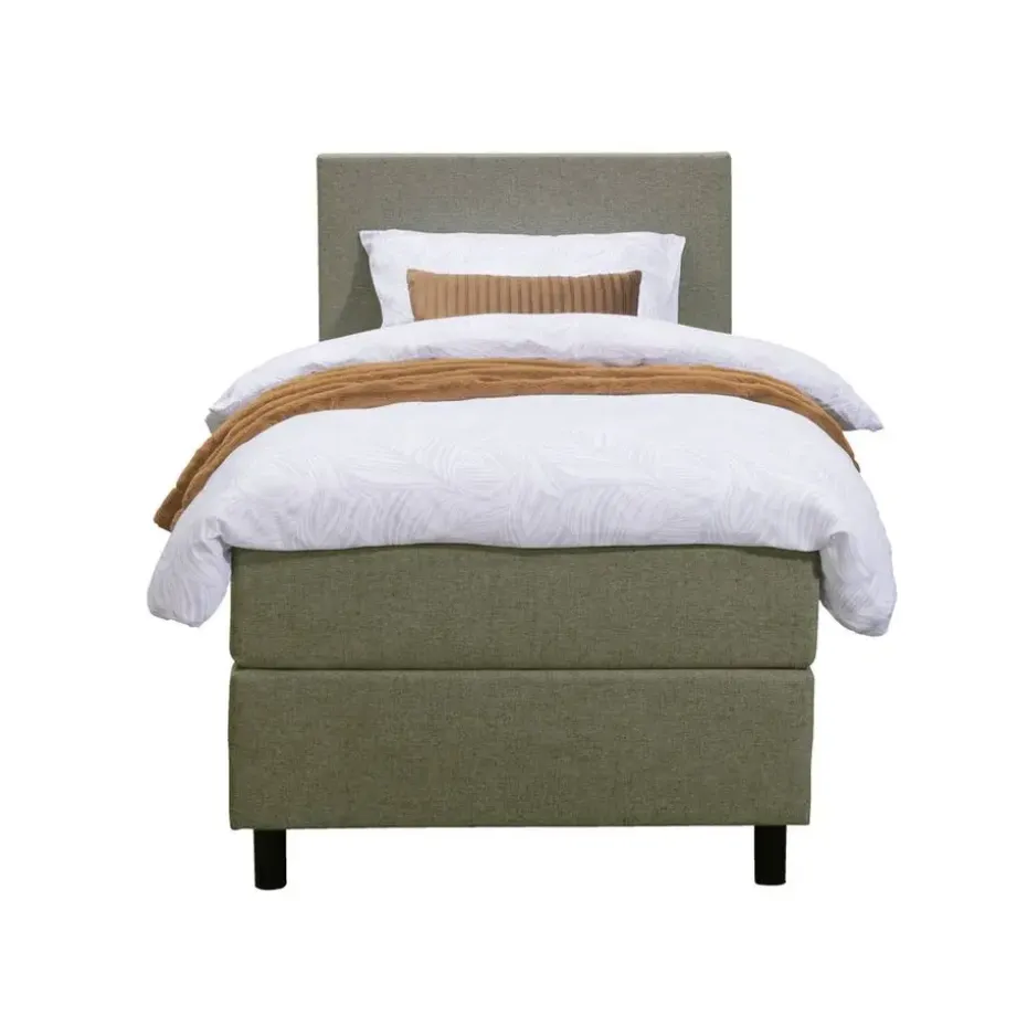 Boxspring Liv egaal - groen - 90x200 cm - ronde poot