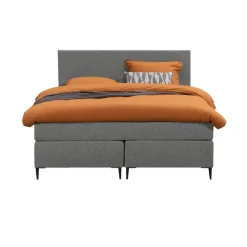 Boxspring Liv egaal - lichtgrijs - 140x200 cm - slanke poot
