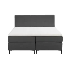Boxspring Liv geblokt - antraciet - 160x200 cm - slanke poot