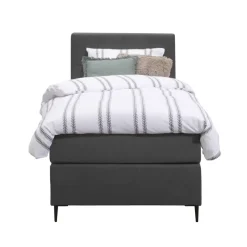 Boxspring Liv geblokt - antraciet - 90x200 cm - slanke poot