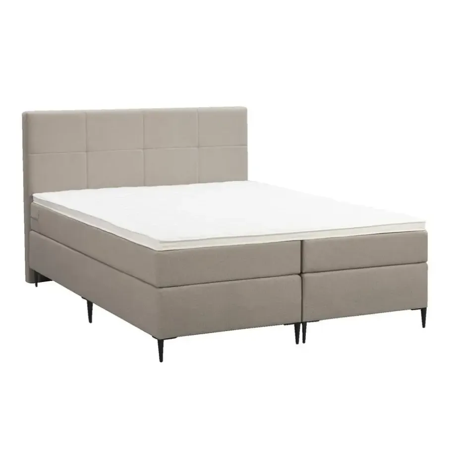 Boxspring Liv geblokt - beige - 180x200 cm - slanke poot