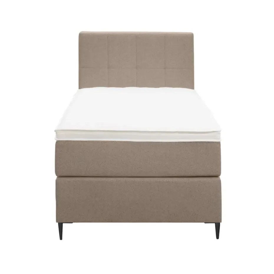 Boxspring Liv geblokt - beige - 90x200 cm - slanke poot