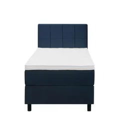 Boxspring Liv geblokt - blauw - 90x200 cm - ronde poot