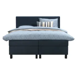 Boxspring Liv geblokt - blauw - 160x200 cm - vierkante poot