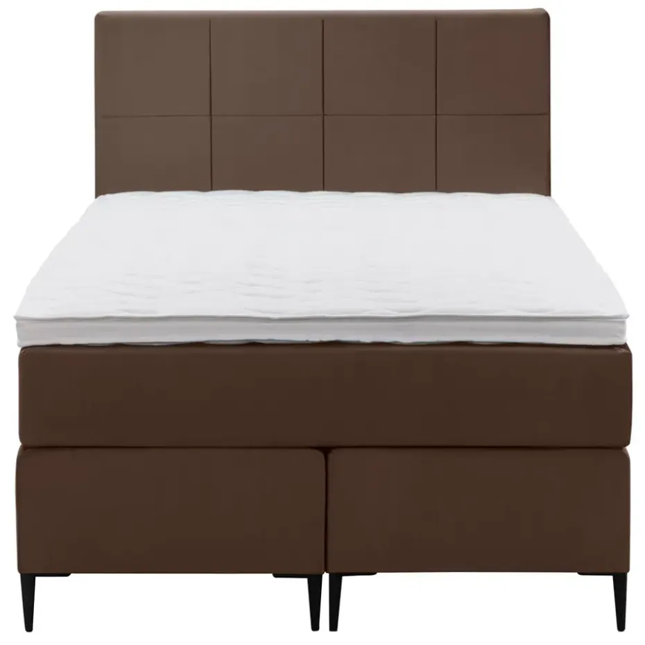 Boxspring Liv geblokt - bruin - 120x200 cm - slanke poot