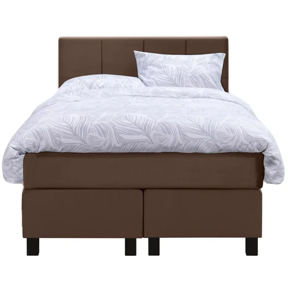 Boxspring Liv geblokt - bruin - 120x200 cm - vierkante poot