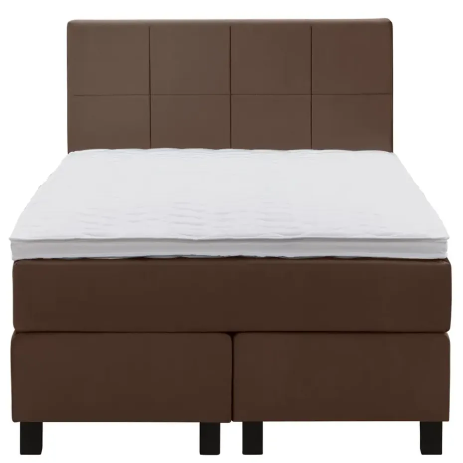 Boxspring Liv geblokt - bruin - 120x200 cm - vierkante poot