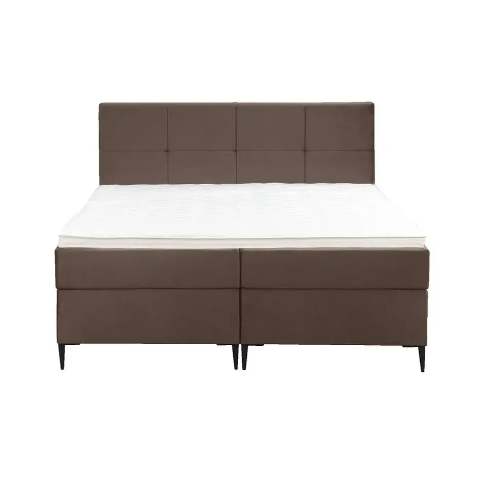 Boxspring Liv geblokt - bruin - 180x200 cm - slanke poot