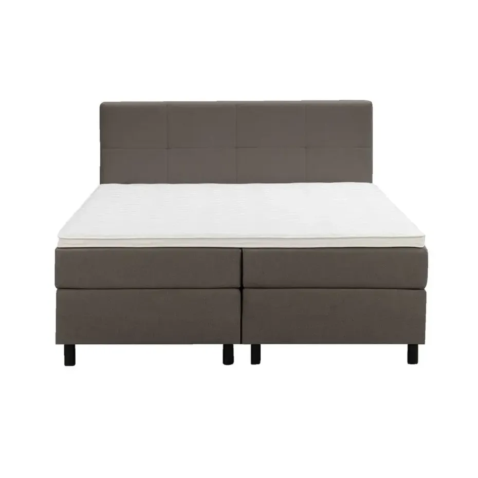 Boxspring Liv geblokt - donkerbruin - 160x200 cm - ronde poot