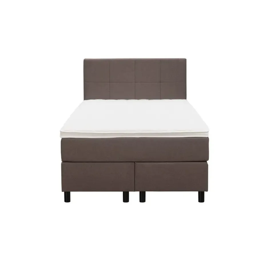 Boxspring Liv geblokt - donkerbruin - 120x200 cm - ronde poot