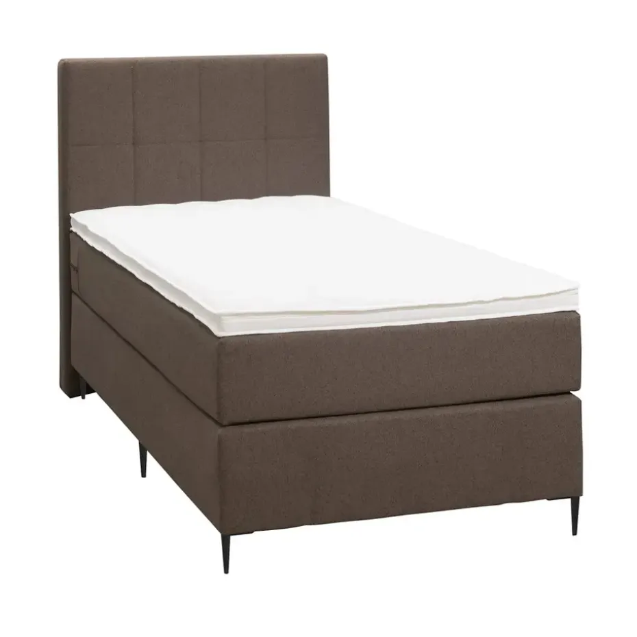 Boxspring Liv geblokt - donkerbruin - 90x200 cm - slanke poot
