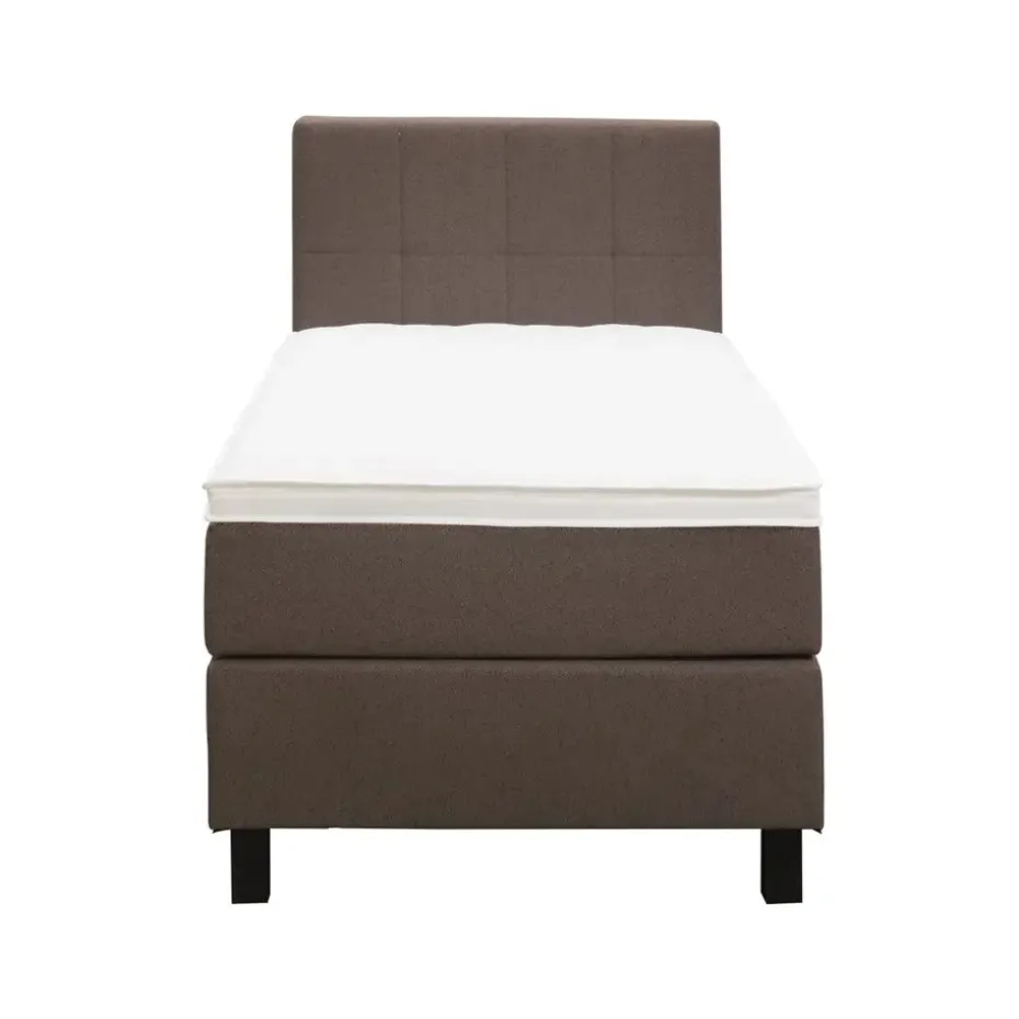 Boxspring Liv geblokt - donkerbruin - 90x200 cm - vierkante poot