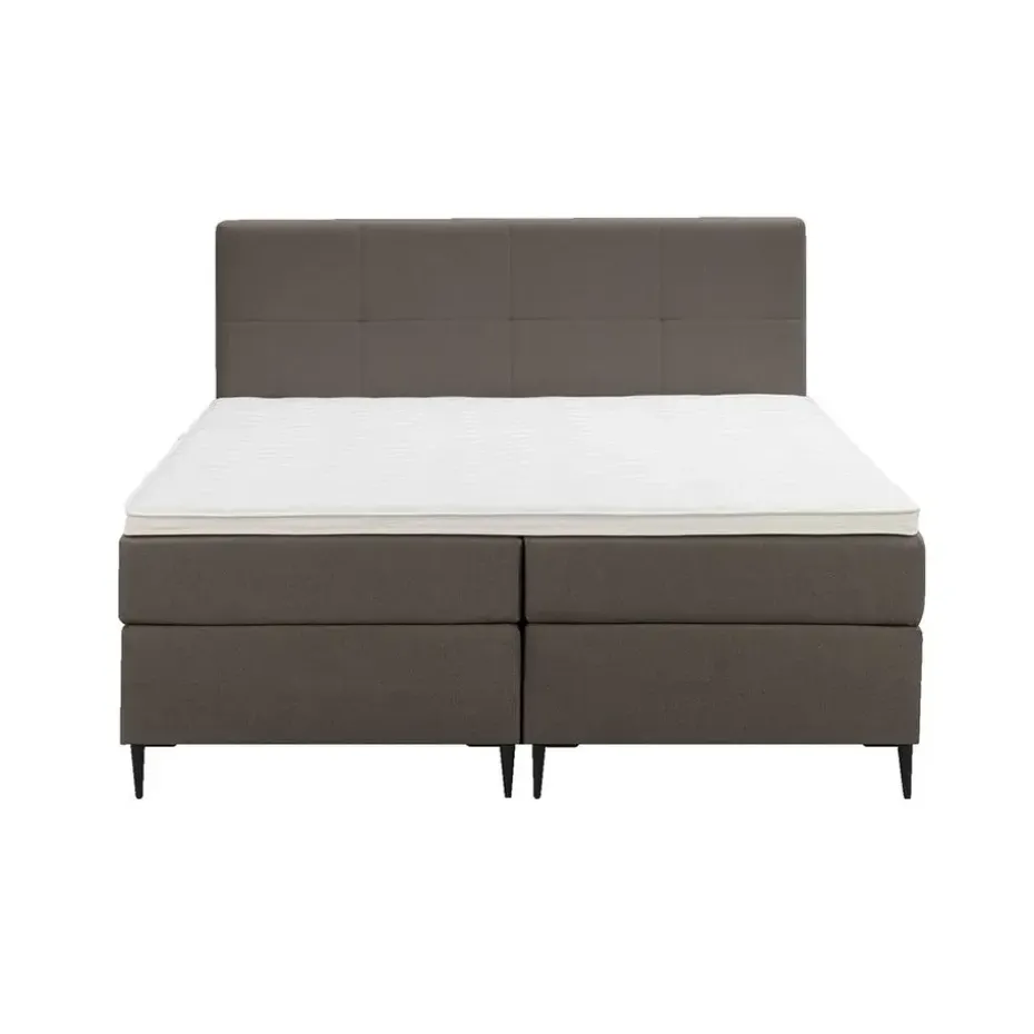 Boxspring Liv geblokt - donkerbruin - 160x200 cm - slanke poot