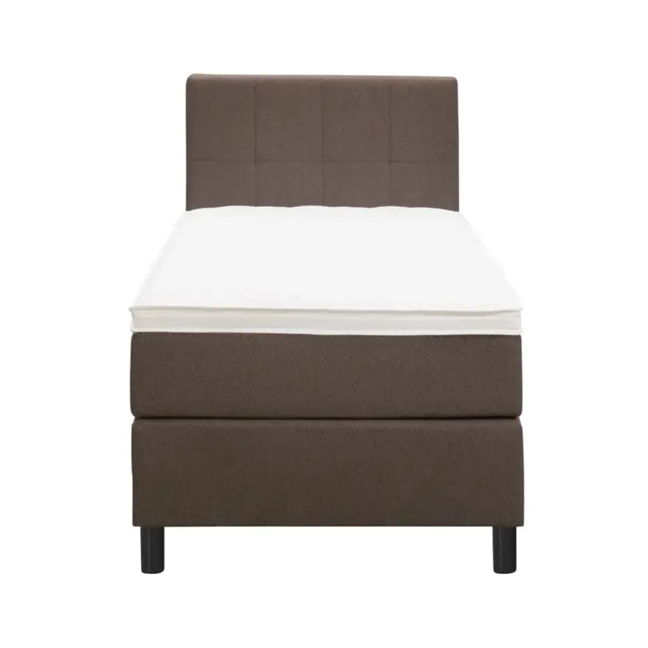 Boxspring Liv geblokt - donkerbruin - 90x200 cm - ronde poot