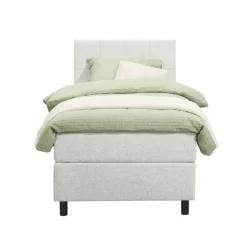 Boxspring Liv geblokt - ecru - 90x200 cm - ronde poot