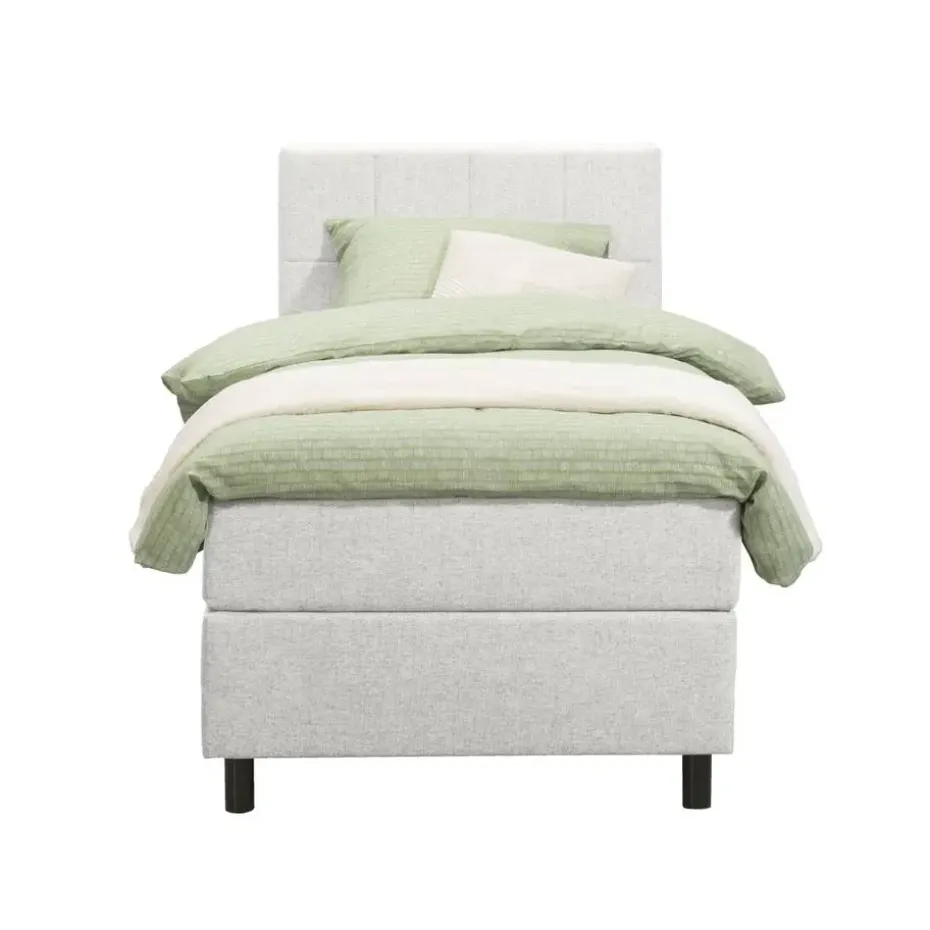 Boxspring Liv geblokt - ecru - 90x200 cm - ronde poot