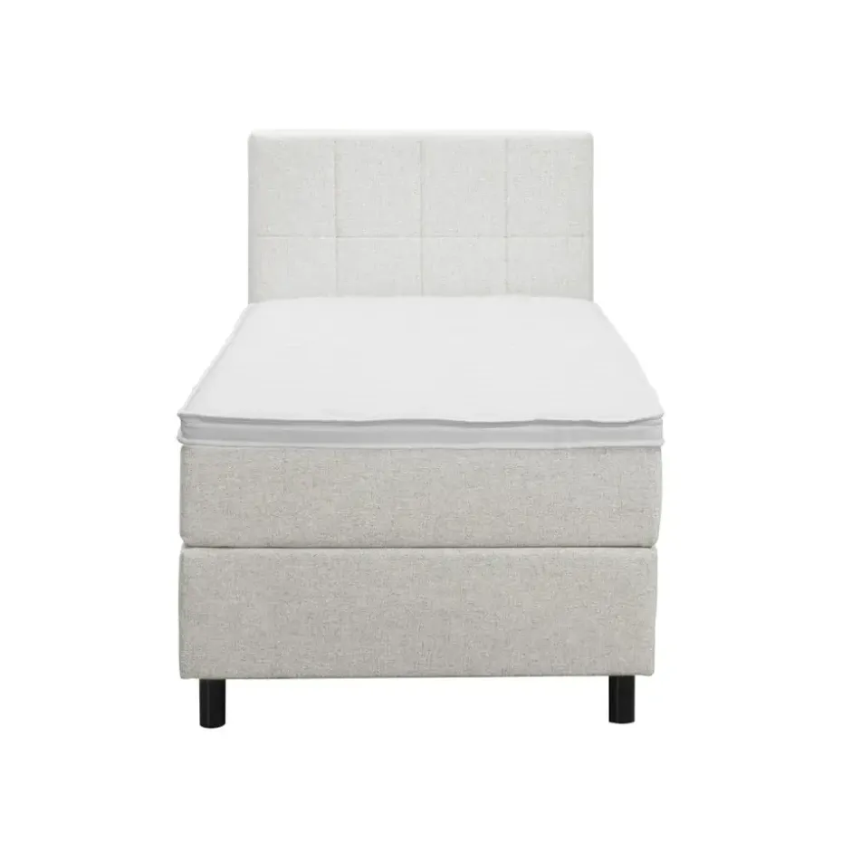 Boxspring Liv geblokt - ecru - 90x200 cm - ronde poot