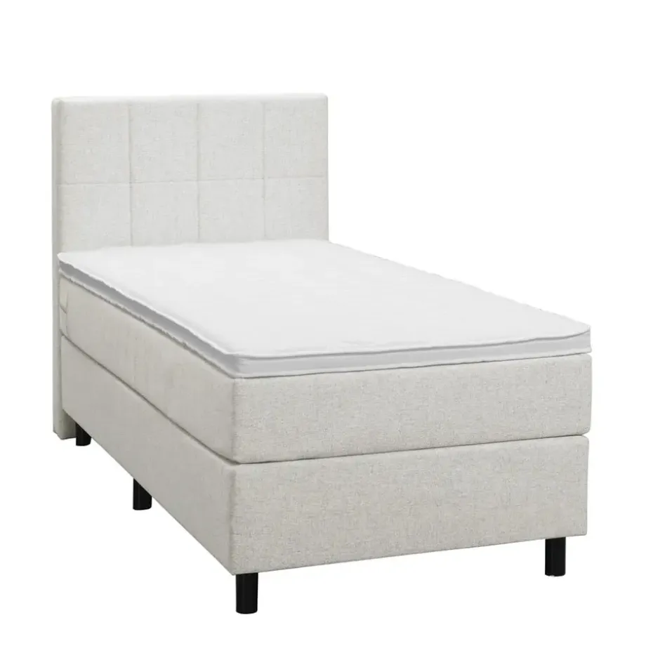Boxspring Liv geblokt - ecru - 90x200 cm - ronde poot
