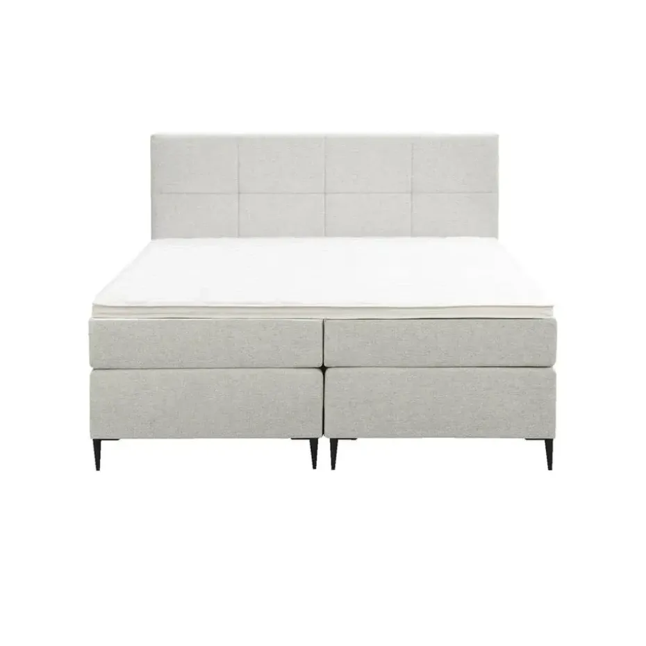 Boxspring Liv geblokt - ecru - 180x200 cm - slanke poot