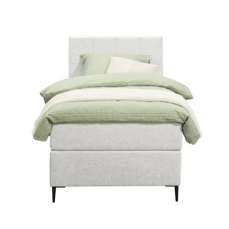 Boxspring Liv geblokt - ecru - 90x200 cm - slanke poot