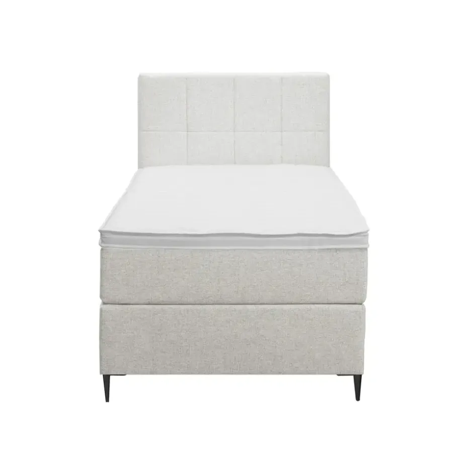 Boxspring Liv geblokt - ecru - 90x200 cm - slanke poot